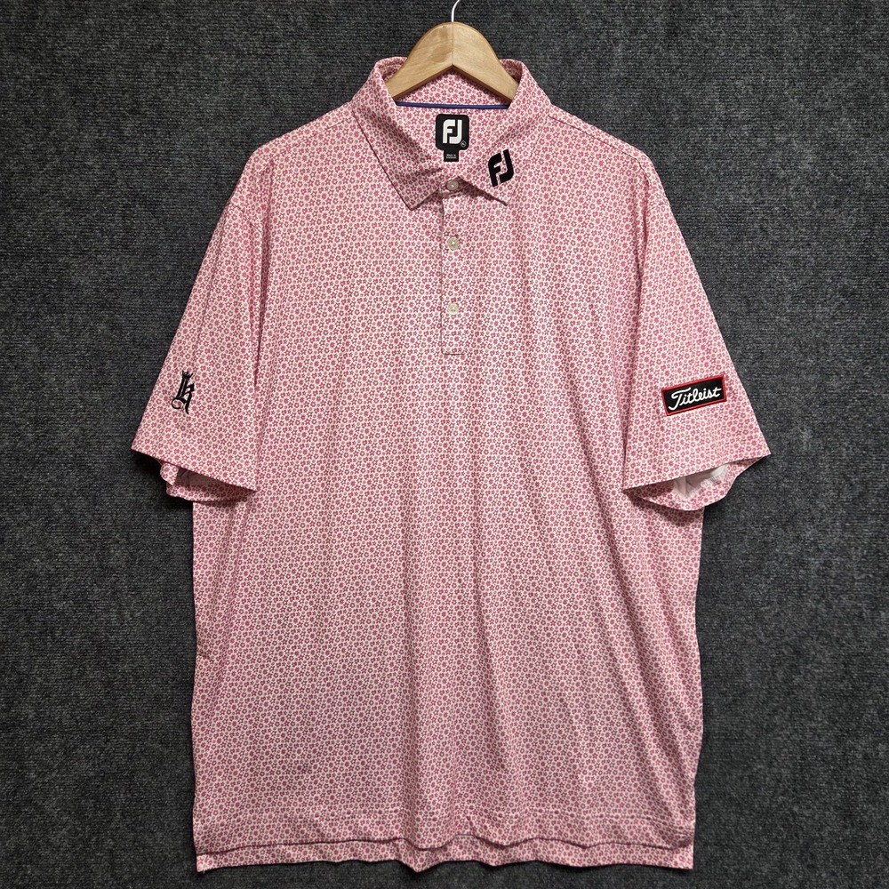 Footjoy Shirt Mens XL Titleist Performance Tour Pink Floral AOP Polo Relaxed